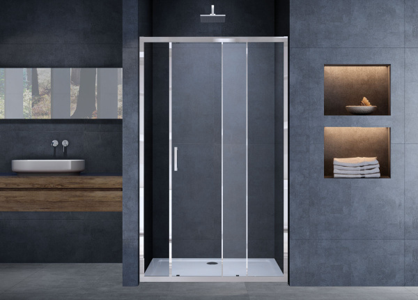 Душевая дверь Alpha VDS-3AL110CL, 1100, хром, стекло прозрачное