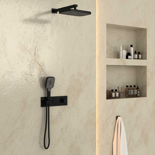 Душевой комплект VSFW-422T1MB встраиваемый, термостатический, двухрежимный, черный