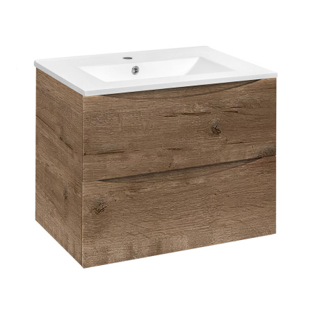 База под керамическую раковину Миа (Mia) 700 подвесная, 2 выкатных ящика микролифт, Винтажный дуб (V.Oak)