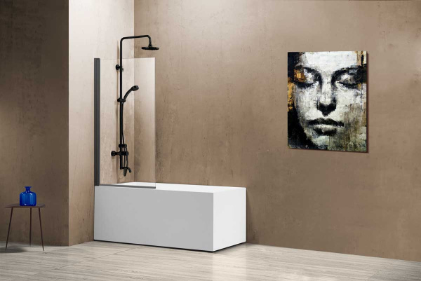 Душевая шторка на ванну VSB-11800CLGM, 800*1400, вороненая сталь, стекло прозрачное Душевая шторка на ванну VSB-11800CLGM, 800*1400, вороненая сталь, стекло прозрачное