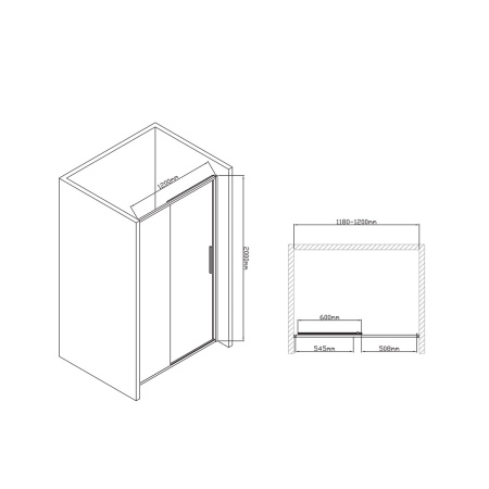 Душевая дверь Слим-У (Slim-U) VDS-2SU120CL, 1200, хром, стекло прозрачное