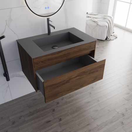 База под раковину Кьяра (Chiara) 800 подвесная, 1 выкатной ящик микролифт, Дуб Чарльстон (C.Oak)