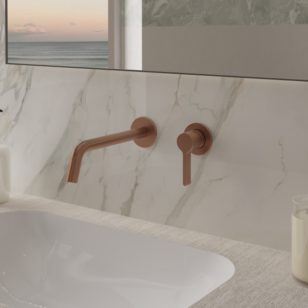 Смеситель для раковины Вилла (Villa) VBFW-1VL1BC встраиваемый однорычажный, брашированная медь