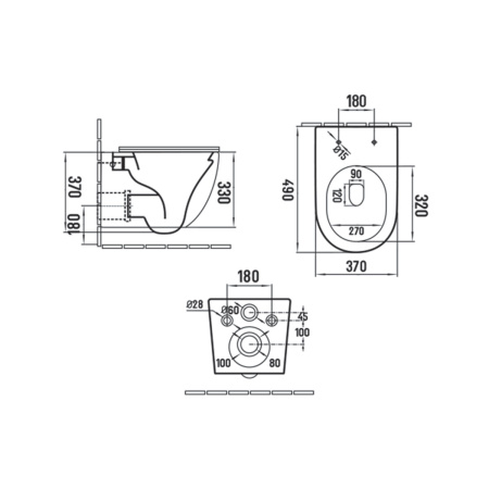Унитаз подвесной Globo VT1-14SMB безободковый, цвет матовый черный, ультратонкое сиденье soft-close