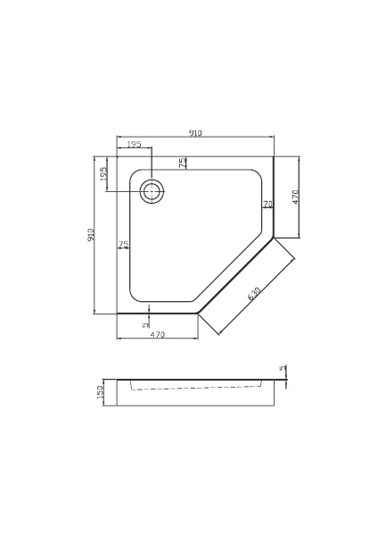Поддон для душа акриловый VST-3AP-9090, 900*900*150, сифон Ф90 с гидрозатвором