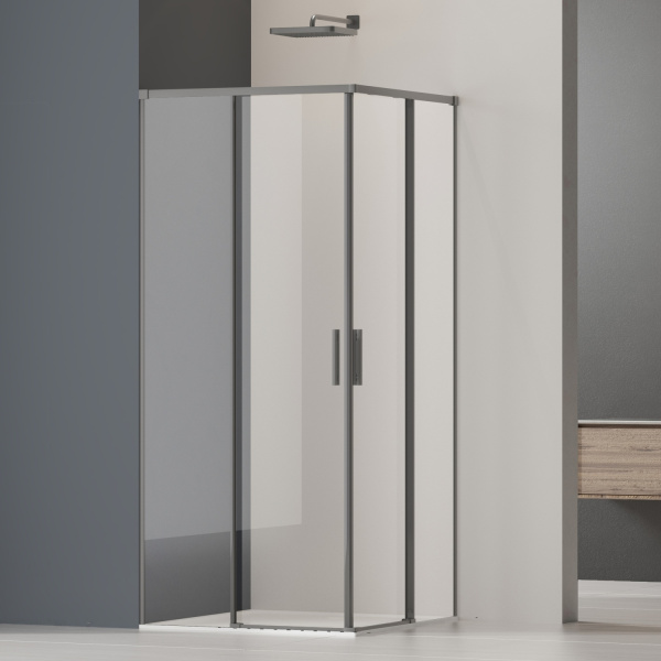 Душевой уголок Софт 2 (Soft 2) VSS-3SO2900CLGM, 900*900, вороненая сталь, стекло прозрачное