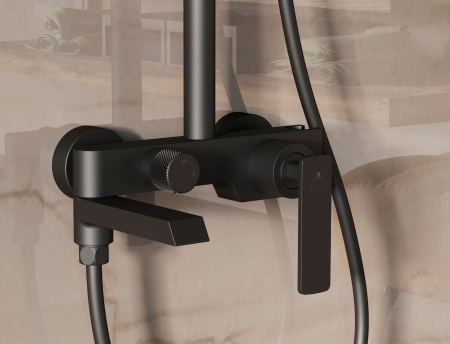 Душевая стойка VSFS-413MB с изливом, черный матовый