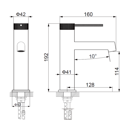 Смеситель для раковины Rim VBF-2RM1BG однорычажный, брашированное золото