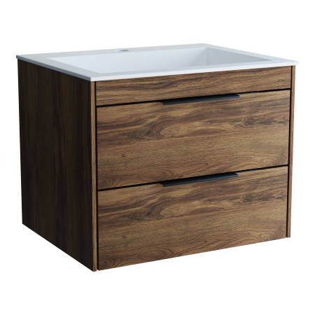 База под раковину Кьяра 2D (Chiara 2D) 600 подвесная, 2 выкатных ящика микролифт, Дуб Чарльстон (C.Oak)