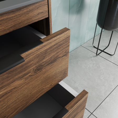 База под раковину Кьяра 2D (Chiara 2D) 600 подвесная, 2 выкатных ящика микролифт, Дуб Чарльстон (C.Oak)