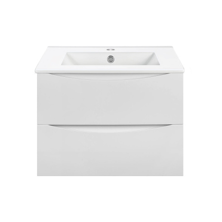 База под керамическую раковину Миа (Mia) 700 подвесная, 2 выкатных ящика микролифт, Белый глянцевый (G.White)