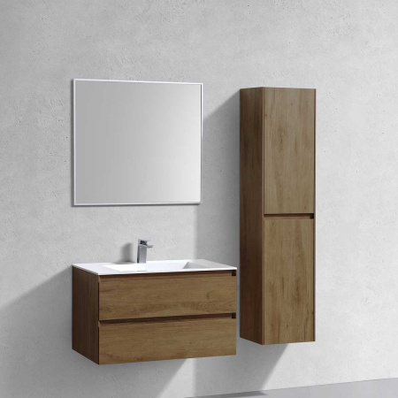 База под раковину Люка (Luka) 800 подвесная, 2 выкатных ящика микролифт, Дуб табак (T.Oak)