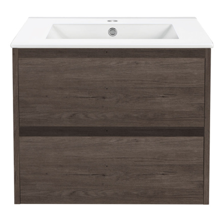 База под раковину Джио (Gio) 600 подвесная, 2 выкатных ящика микролифт, Тёмный дуб (R.Oak)
