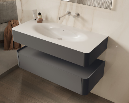 База под раковину Каприз (Caprise) 1200 подвесная, 1 выкатной ящик микролифт, серый матовый