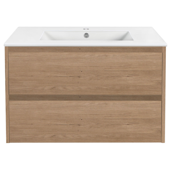 База под раковину Gio 800 подвесная, 2 выкатных ящика soft-close, N.Oak