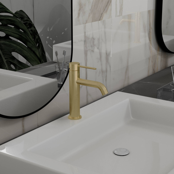 Смеситель для раковины City VBF-2C1BG однорычажный, брашированное золото