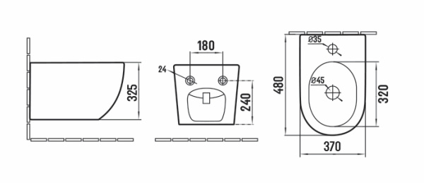 Подвесное биде Globo VB1-14S, цвет белый