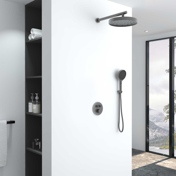 Душевой комплект Inspire VSFW-3I22MT2GM встраиваемый, термостат, двухрежимный, вороненая сталь