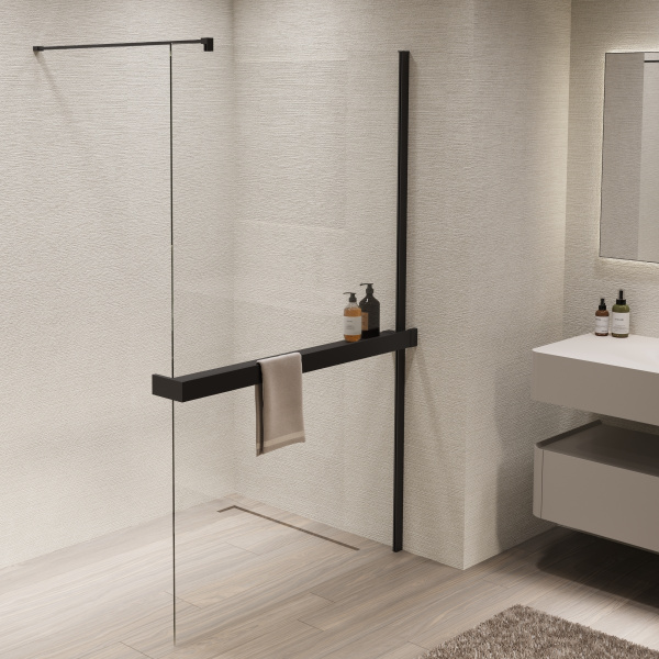 Душевая перегородка Walk-In VSW-1HR110CLB, 1100*2000, черный, стекло прозрачное Душевая перегородка Walk-In VSW-1HR110CLB, 1100*2000, черный, стекло прозрачное