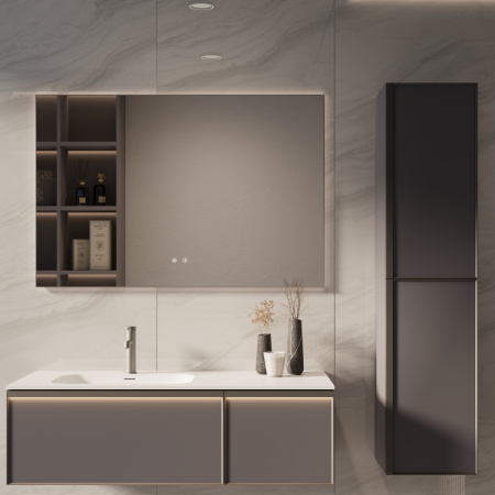 База под раковину Элис (Elise) 1200 подвесная, 2 выкатных ящика микролифт, серый матовый