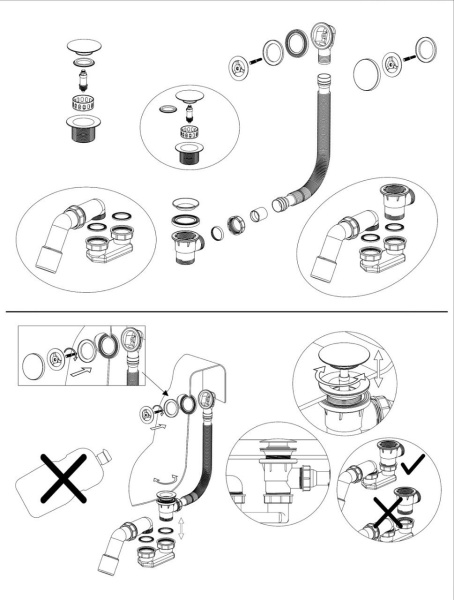 Слив-перелив для ванны клик-клак DU-OV