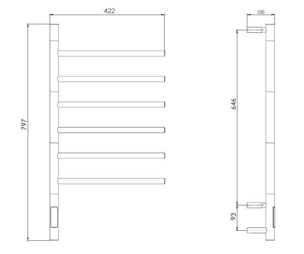 Полотенцесушитель электрический Vincea VTD-1S2CGE 43х80, графит, таймер