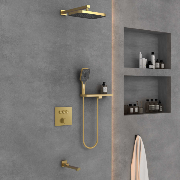 Душевой комплект VSFW-4311RBG встраиваемый, трехрежимный, брашированное золото