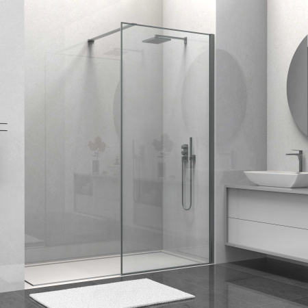 Душевая перегородка Волк-Ин (Walk-In) VSW-1HS800CLGM, 800*2000, вороненая сталь, стекло прозрачное