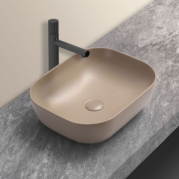 Раковина керамическая Vincea VBS-101MC, 500*400*140, накладная, цвет капучино матовый Раковина керамическая Vincea VBS-101MC, 500*400*140, накладная, цвет капучино матовый