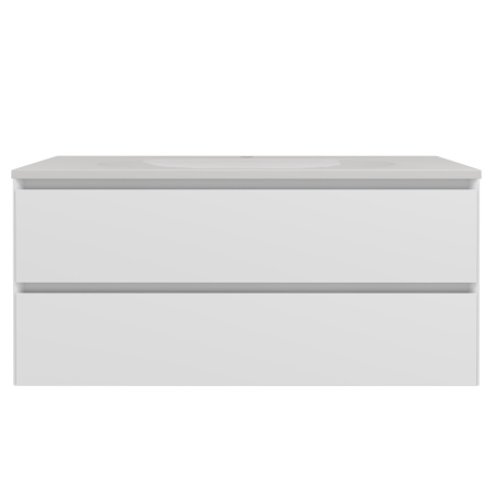 База под раковину Люка Софт-Тач (Luka Soft-Touch) 1000 подвесная, 2 выкатных ящика микролифт, матовый белый