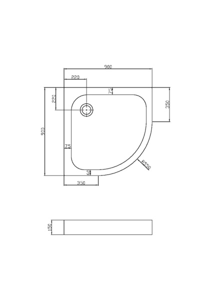Поддон для душа акриловый VST-3AQ-9090, 900*900*150, сифон Ф90 с гидрозатвором