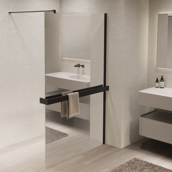 Душевая перегородка Walk-In VSW-1HR100MRB, 1000*2000, черный, стекло зеркальное Душевая перегородка Walk-In VSW-1HR100MRB, 1000*2000, черный, стекло зеркальное