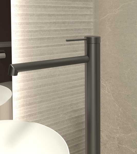 Смеситель для раковины напольный Rim VFBF-2R1GM, однорычажный, вороненая сталь Смеситель для раковины напольный Rim VFBF-2R1GM, однорычажный, вороненая сталь