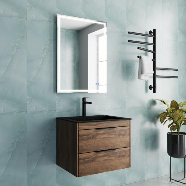 База под раковину Chiara 2D 600 подвесная, 2 выкатных ящика soft-close, C.Oak