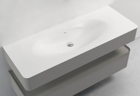 База под раковину Каприз (Caprise) 1200 подвесная, 1 выкатной ящик микролифт, светло-серый матовый