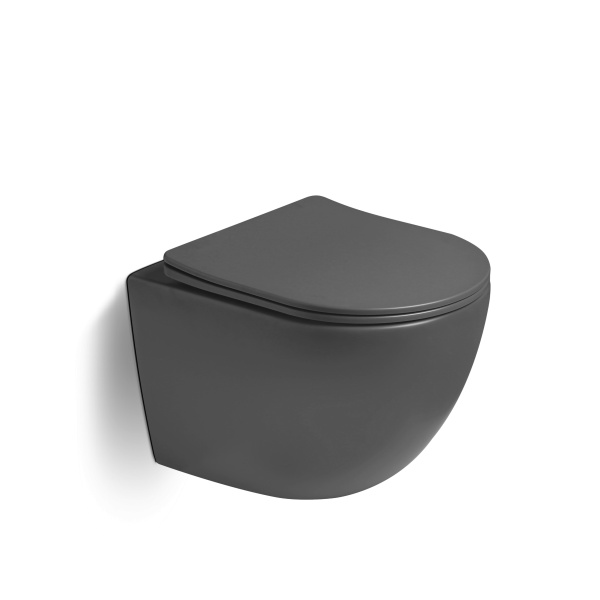 Унитаз подвесной Globo VT1-14STMA Tornado, цвет антрацит матовый, ультратонкое сиденье soft-close