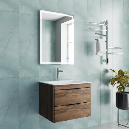 База под раковину Кьяра 2D (Chiara 2D) 600 подвесная, 2 выкатных ящика микролифт, Дуб Чарльстон (C.Oak)