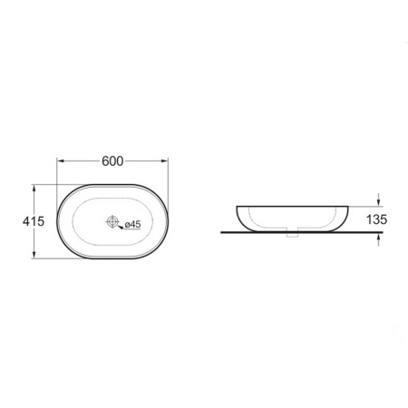 Раковина керамическая Vincea VBS-113MA, 600*400*135, цвет антрацит матовый