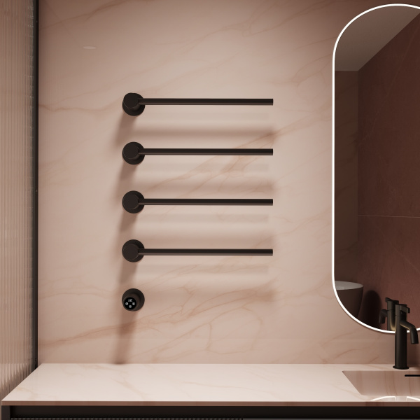 Полотенцесушитель электрический Vincea VTD-2H1MB, черный, таймер