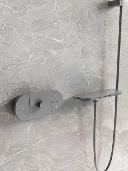 Душевой комплект Futura VSFW-2F12TGM термостатический встраиваемый, 3 режима, вороненая сталь