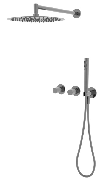 Душевой комплект Aura VSFW-6AU1GM встраиваемый, 2 режима, 30см S304 верх душ, вороненая сталь