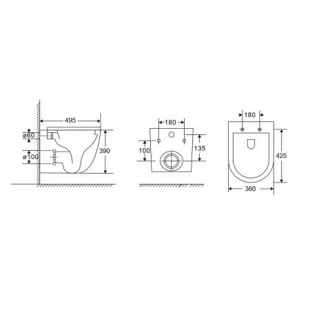 Унитаз подвесной Bien VT1-51T Tornado, цвет белый, ультратонкое soft-close сиденье