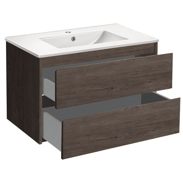 База под раковину Gio 800 подвесная, 2 выкатных ящика soft-close, R.Oak