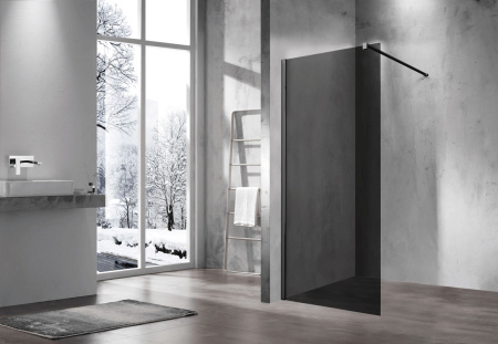 Душевая перегородка Волк-Ин (Walk-In) VSW-1H110CGB, 1100*2000, черный, стекло тонированное
