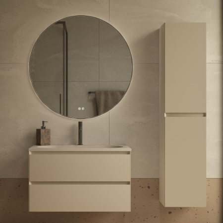 База под раковину Люка Софт-Тач (Luka Soft-Touch) 800 подвесная, 2 выкатных ящика микролифт, матовый бежевый