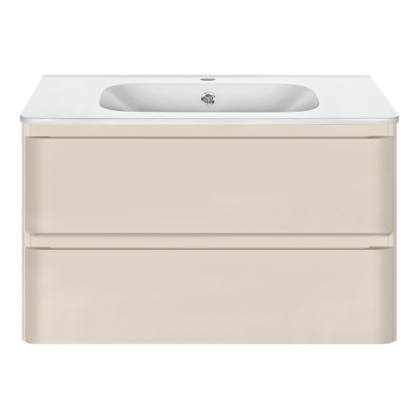 База под раковину Вико (Vico) 800 подвесная, 2 выкатных ящика микролифт, матовый бежевый