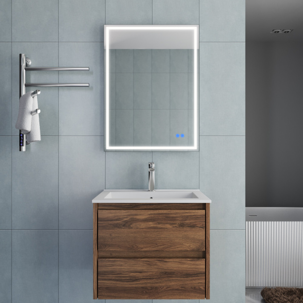 База под раковину Gio 600 подвесная, 2 выкатных ящика soft-close, C.Oak