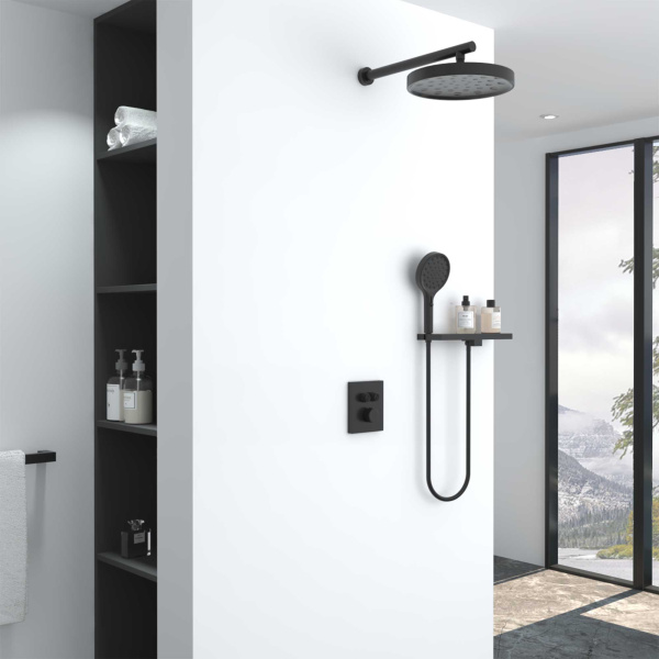 Душевой комплект Inspire VSFW-3I21MT2RMB встраиваемый, термостатический, двухрежимный, черный