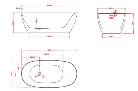 Ванна акриловая Vincea VBT-601-1600, 1600*800*580, цвет белый, слив-перелив в комплекте, белый