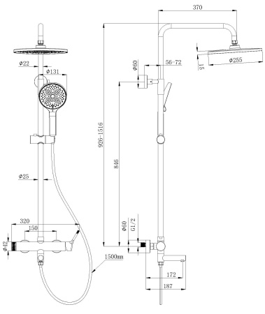 Душевая стойка Феерие (Feerie) VSFS-5FE1BG с изливом, брашированное золото